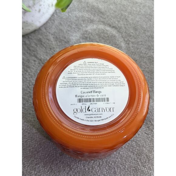 Gold Canyon Candles Med 16oz  Coconut Mango Highly Scented Candle  Hard to Find - Picture 2 of 3